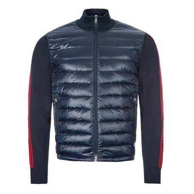 Shop Moncler Knitted Cardigan Tricot In Navy