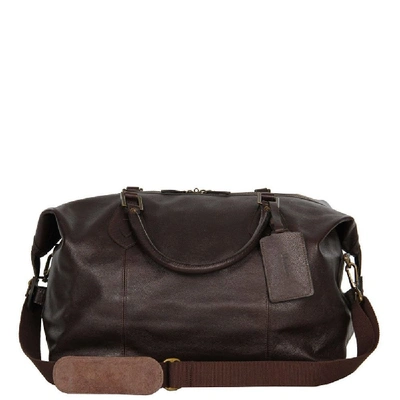 Shop Barbour Leather Travel Explorer Bag In Brown