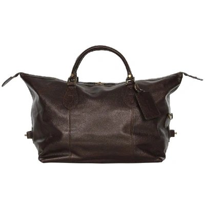 Shop Barbour Leather Travel Explorer Bag In Brown