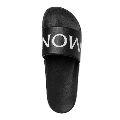 Shop Moncler Sliders Bastien In Black