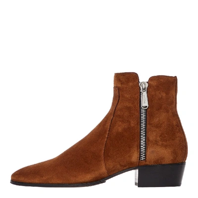 Shop Balmain Ankle Boots In Brown