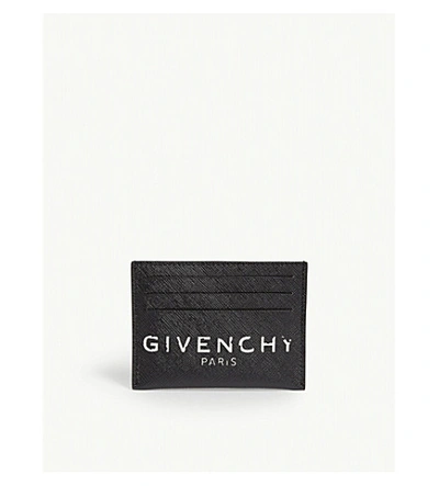 Shop Givenchy Logo Print Leather Card Holder In Black