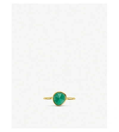 Shop Monica Vinader Women's Green Siren 18ct Yellow-gold Vermeil And Green Onyx Stacking Ring