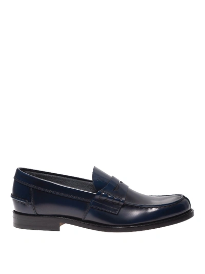 Shop Tod's Navy Blue Leather Loafers