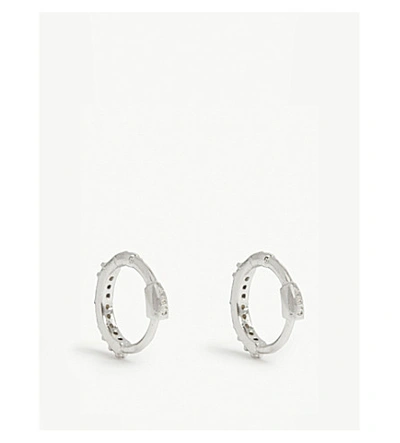 Shop Astrid & Miyu Mystic Jewel Huggies Earrings In Silver