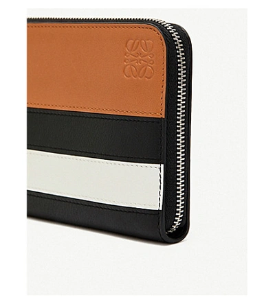 Shop Loewe Marine Zip-around Leather Wallet In Black/white