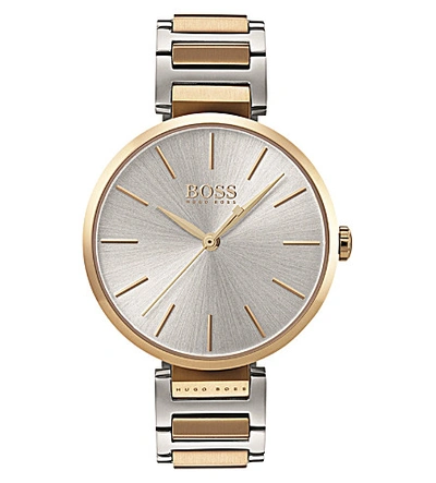 Shop Hugo Boss 1502417 Allusion Two-tone Stainless Steel Watch In Gold