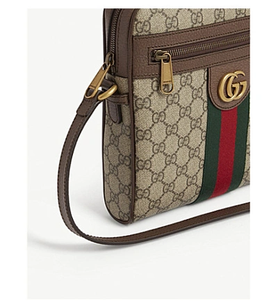 Shop Gucci Gg Supreme Canvas And Leather Cross-body Bag In Beige