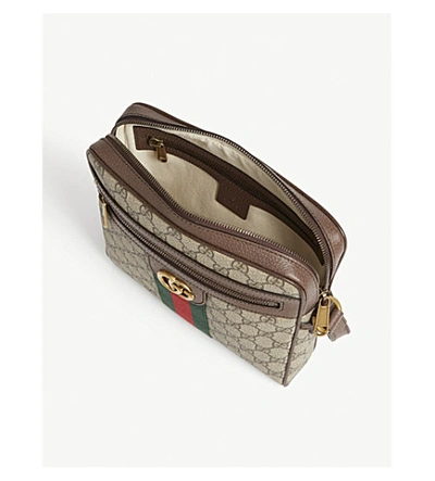 Shop Gucci Gg Supreme Canvas And Leather Cross-body Bag In Beige