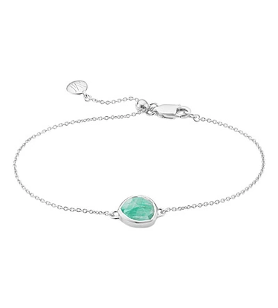 Shop Monica Vinader Women's Siren Fine Chain Silver And Amazonite Bracelet