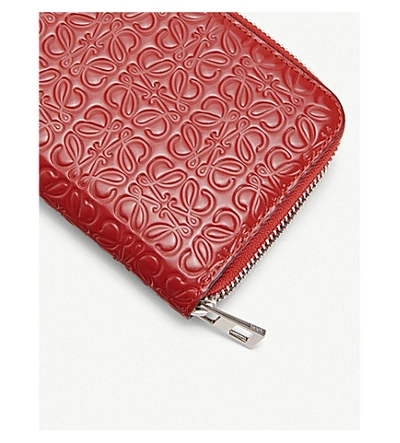 Shop Loewe Anagram Embossed Logo Leather Wallet In Pomodoro