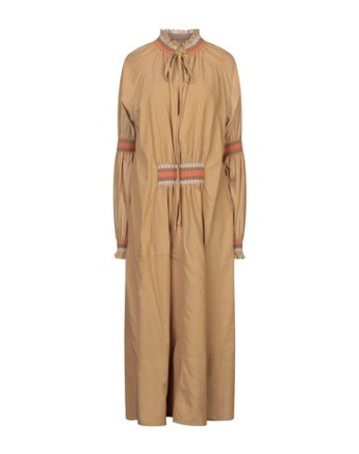 Shop Loewe Long Dresses In Camel