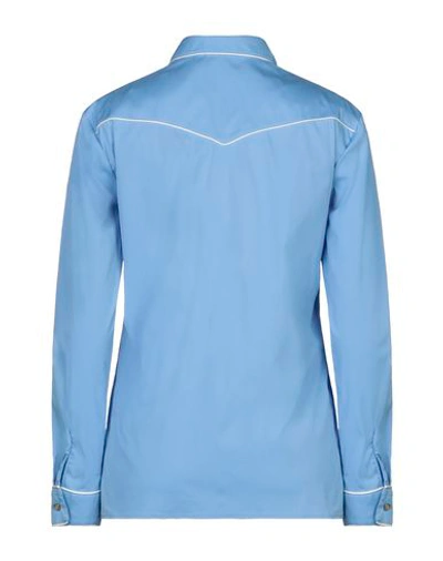 Shop Gucci Solid Color Shirts & Blouses In Sky Blue
