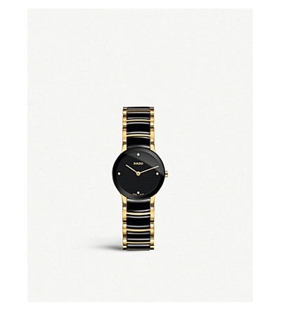 Shop Rado R30189712 Centrix Gold And Ceramic Watch In Rose Gold