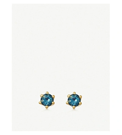 Shop Astley Clarke Women's Gold Linia 18ct Gold-plated Silver And Topaz Stud Earrings