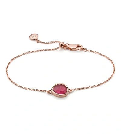 Shop Monica Vinader Women's Siren Rose-gold Vermeil And Pink Quartz Fine Chain Bracelet