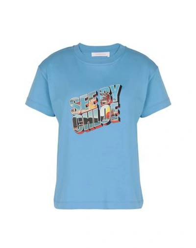 Shop See By Chloé T-shirts In Sky Blue