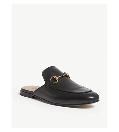 Shop Gucci Princetown Leather Backless Loafers In Black