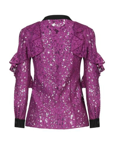 Shop Gucci Lace Shirts & Blouses In Purple