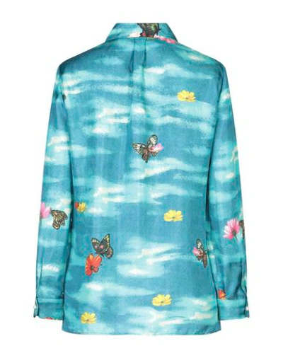 Shop Gucci Patterned Shirts & Blouses In Turquoise