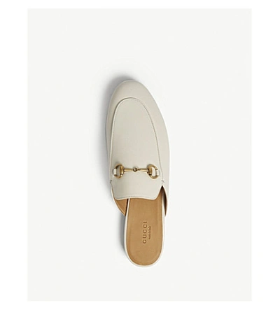 Shop Gucci Women's White Princetown Leather Slippers