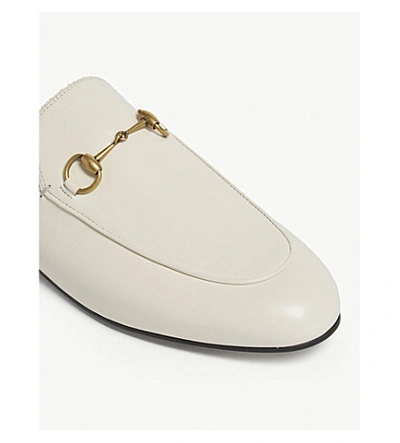 Shop Gucci Women's White Princetown Leather Slippers