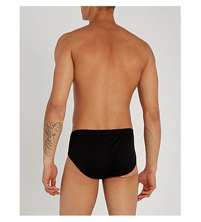 Shop Hanro Sea Island Slim-fit Cotton Briefs In Deep Midnight