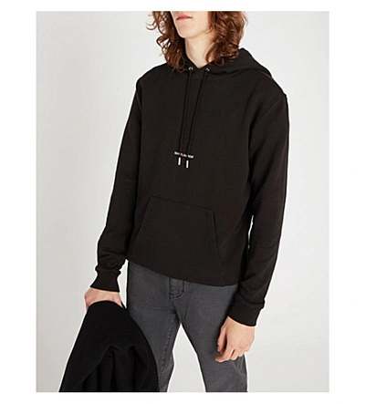 Shop Saint Laurent Logo-print Cotton Hoody In Black