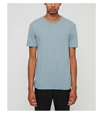 Shop Allsaints Figure Cotton-jersey T-shirt In Teal Blue