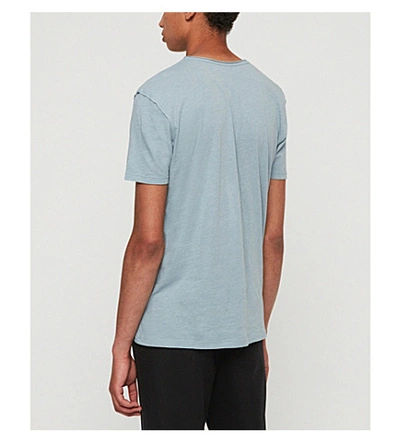 Shop Allsaints Figure Cotton-jersey T-shirt In Teal Blue