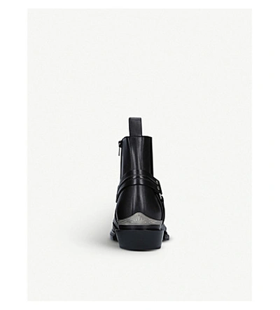 Shop Balenciaga Santiag Leather Heeled Ankle Boots In Black