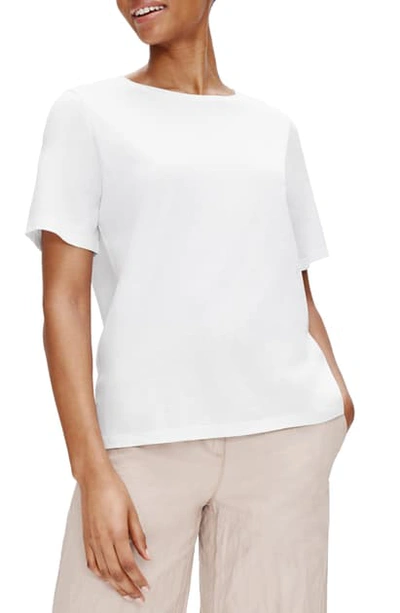 Shop Eileen Fisher Crewneck T-shirt In White
