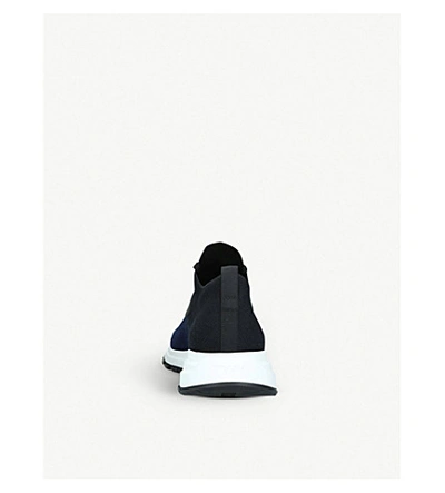 Shop Prada Match Race Knitted Trainers In Navy