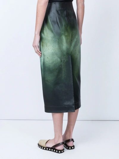 Shop Calvin Klein 205w39nyc Printed Glossed-leather Midi Skirt