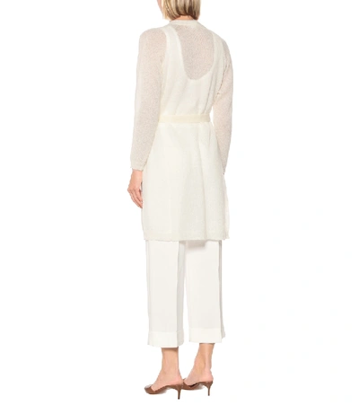 Shop Max Mara Calante Mohair-blend Longline Cardigan In White