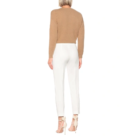 Shop Max Mara Pegno High-rise Slim Jersey Pants In White