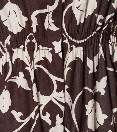 Max Mara Siena Printed Cotton Midi Dress In Brown | ModeSens
