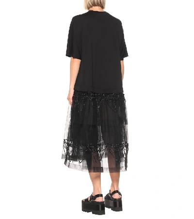 Shop Simone Rocha Tiered Cotton Midi Dress In Black