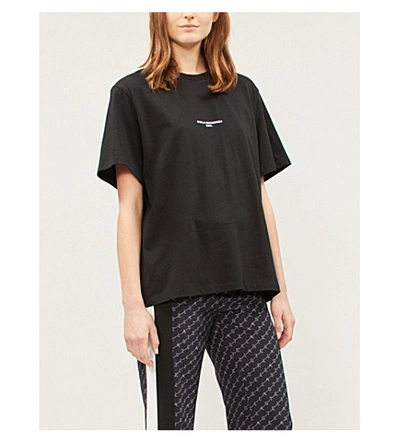 Shop Stella Mccartney Womens Black Logo-print Cotton-jersey T-shirt 4