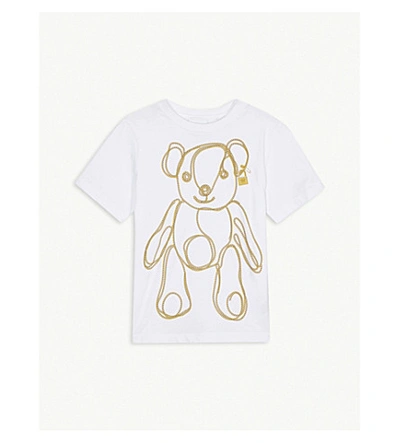 Shop Burberry Chain Bear Cotton T-shirt 3-14 Years In White