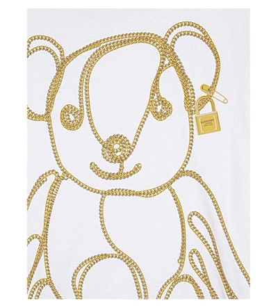 Shop Burberry Chain Bear Cotton T-shirt 3-14 Years In White