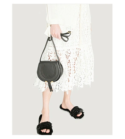 Chloé Womens Black Marcie Small Leather Saddle Bag In Black