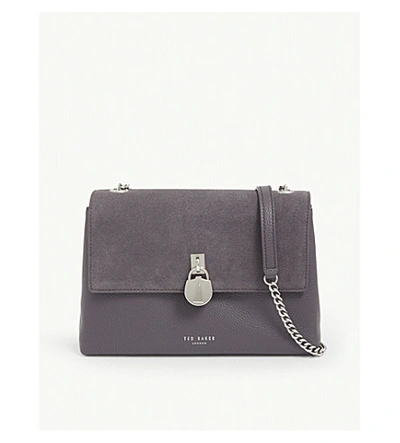 Shop Ted Baker Helena Suede And Leather Cross-body Bag