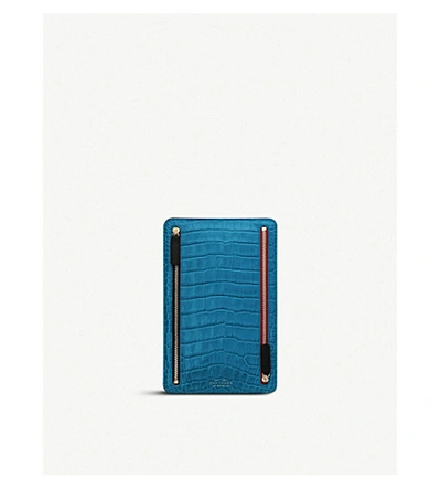 Shop Smythson Mara Crocodile-embossed Leather Currency Case