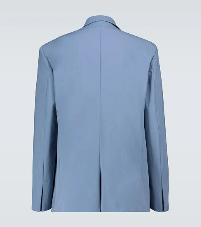 Shop Bottega Veneta Stretch Nylon Double-breasted Blazer In Blue