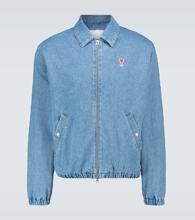 Shop Ami Alexandre Mattiussi Ami De Coeur Denim Jacket In Blue