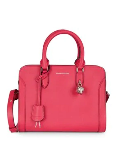 Shop Alexander Mcqueen Small Pebbled Leather Satchel In Fuchsia