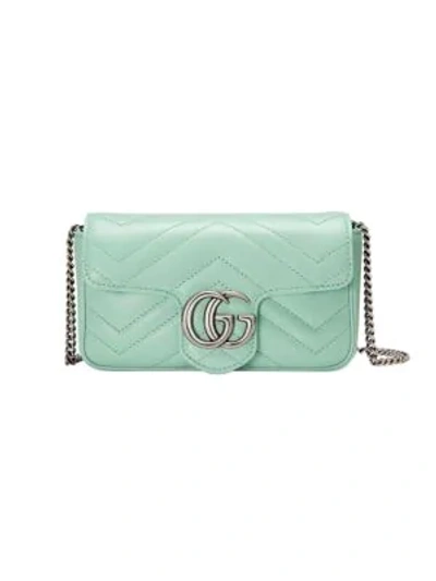 Shop Gucci Women's Gg Marmont Matelassé Leather Super Mini Bag In Water Green