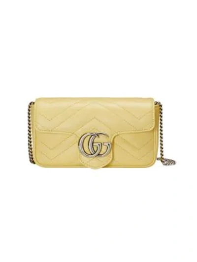 Shop Gucci Women's Gg Marmont Matelassé Leather Super Mini Bag In Yellow