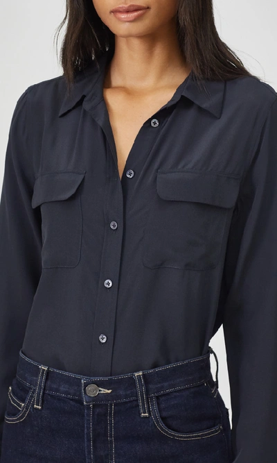 Shop Equipment Slim Signature Silk Shirt In Eclipse